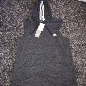 charcoal gray tank top with hood